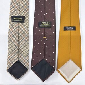 Vintage Mens Necktie Lot 3 Wembley Wool Plaid Herringbone Grandpacore Academia
